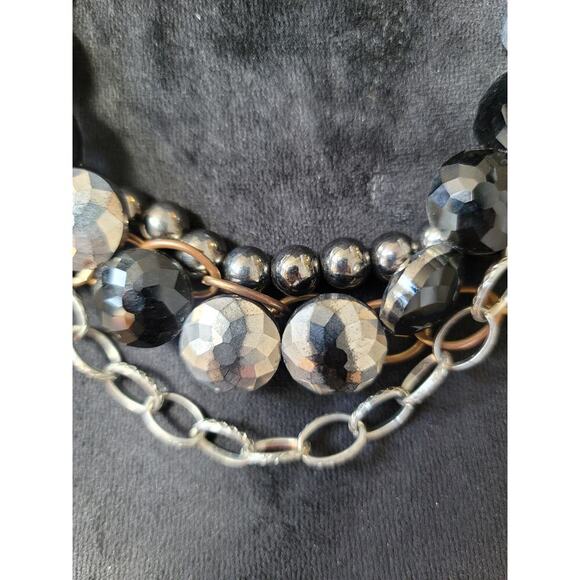 Women's Multi Layer Beaded Chain Statement Necklace With Lobster Clasp Lock - Picture 3 of 7